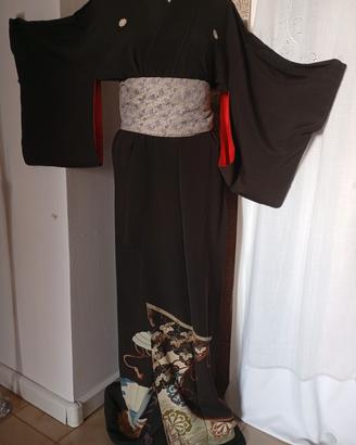 kimono Tomesode giapponese antico in seta 