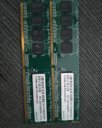 Kit RAM DDR2 Apacer 1GB (2x512MB) PC2-5300