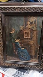 Dipinto ad olio fine 800 interno con donne 
