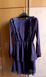 Vestito nuovo in tulle a pois viola, taglia 40