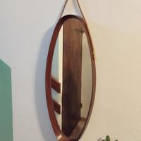 Specchio ovale cornice teak design Danese anni 60 