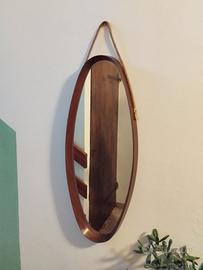Specchio ovale cornice teak design Danese anni 60 