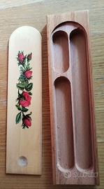 portapenne vintage in legno anni'60, nuovo