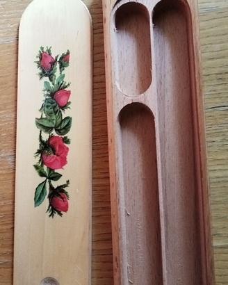 portapenne vintage in legno anni'60, nuovo