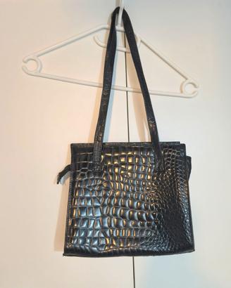 Borsa Tote Vintage in Coccodrillo Nero Elegante a