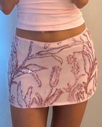 Minigonna rosa con paillettes