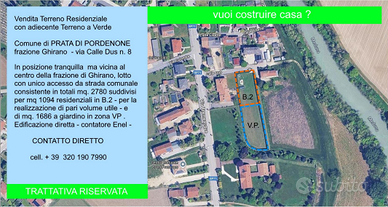 Terreno in centro a Ghirano di Prata di Pordenone