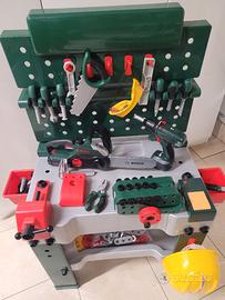 Tavolo lavoro bosch bambini con motosega e trapano