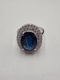 ANELLO ORO DIAMANTI E ZAFFIRO