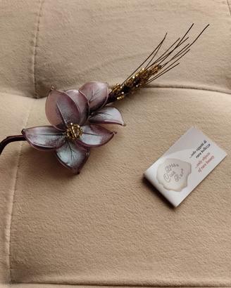 Fiore con spiga in vetro di murano