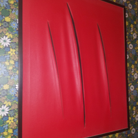 Quadro Tagli rosso 120x100cm