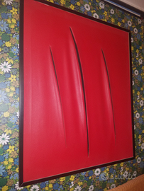 Quadro Tagli rosso 120x100cm