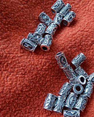 Perline capelli barba in metallo 24pz viking