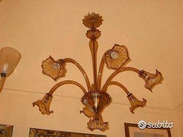 1930 Lampadario  Venini 7 luci. AUTENTICO