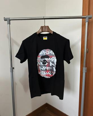 BAPE Graffiti Check Big Ape Head Tee (M) Black