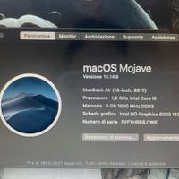Macbook air 13 sistema operativo macOS 10.14.6