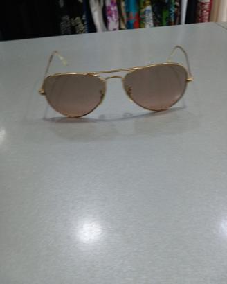 A1234 ray-ban rb3025 oro lenti rosa Aviator tg55