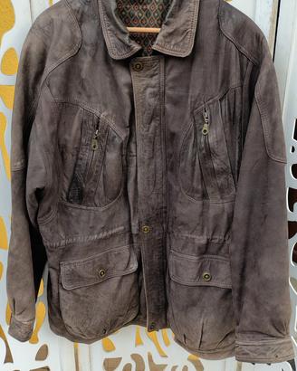 giubbino marrone in vera pelle vintage