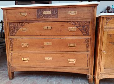 Comò, comodini, armadio, letto matr.,  noce chiaro