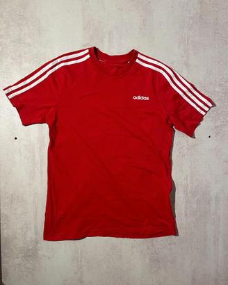 T-shirt Adidas Rossa con 3 Strisce Bianche - XS/S