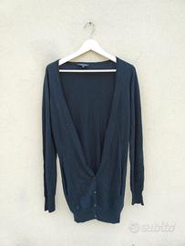 Cardigan nero in seta e cashmere