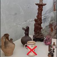 5 pz piccole antiche anfore, vasi, temperino