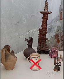 5 pz piccole antiche anfore, vasi, temperino