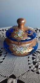 Antico porta bonbon murano blue oro zecchino