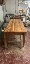 Tavola da pranzo restaurata antica di 263x80 cm