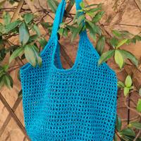 Borsa a rete uncinetto  turchese 