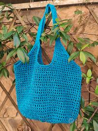 Borsa a rete uncinetto  turchese 