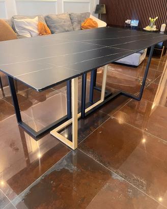 Tavolo 180x90 cm – piano nero effetto marmo