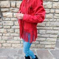 giacca donna pelle L renna frange moda
