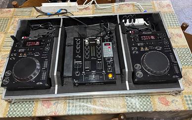 cdj pioneer 350 neri + dj tech djm 404 + fly case