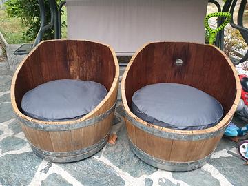 Poltroncine Barrique in Rovere con Cuscino e Ruote
