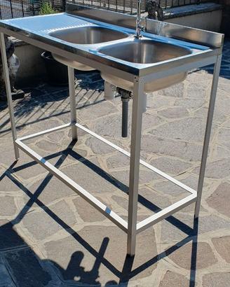 Lavandino acciaio inox due buche