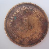 Moneta antica in rame da 1 centesimo H Straits