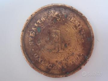 Moneta antica in rame da 1 centesimo H Straits