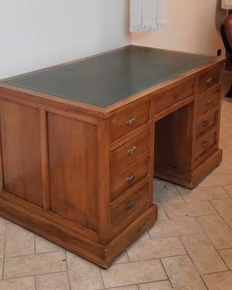 SCRIVANIA CLASSICA IN LEGNO MASSELLO - PIANO VERDE