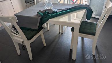 Tavolo cucina bianco - metallo e vetro opaco