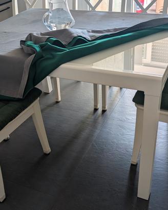 Tavolo cucina bianco - metallo e vetro opaco