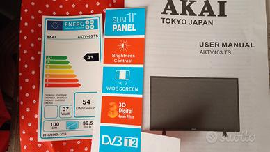 TV AKAI 40" Digitale Terrestre DVB-T2 - Funzionant