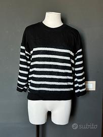Maglioncino nero con righe bianche stile marinière