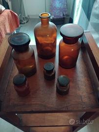 set di vasi da farmacia in vetro ambrato