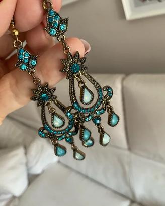 Orecchini pendenti turchesi Vintage