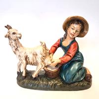 Presepe 20 cm donna che munge capra CARTAPESTA