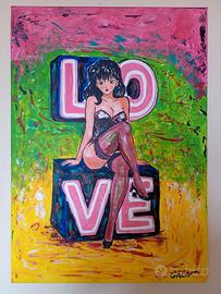 Quadro Pop Art Pin-Up Neon LOVE - Galiv
