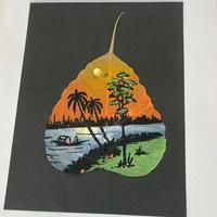 Quadro dipinto a mano su una foglia di pipal