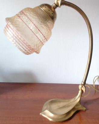 Lampada scrittoio epoca ottone vetro vintage 900