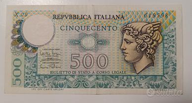 30#. Banconota 500 lire Mercurio.